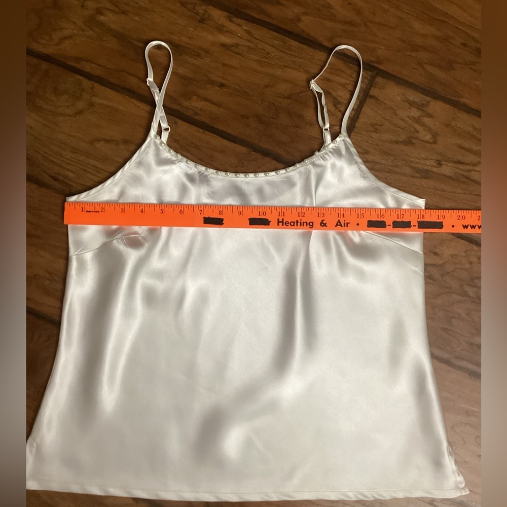 White Spaghetti Strap Camisole with Pearls Size 14 - Picture 6 of 6